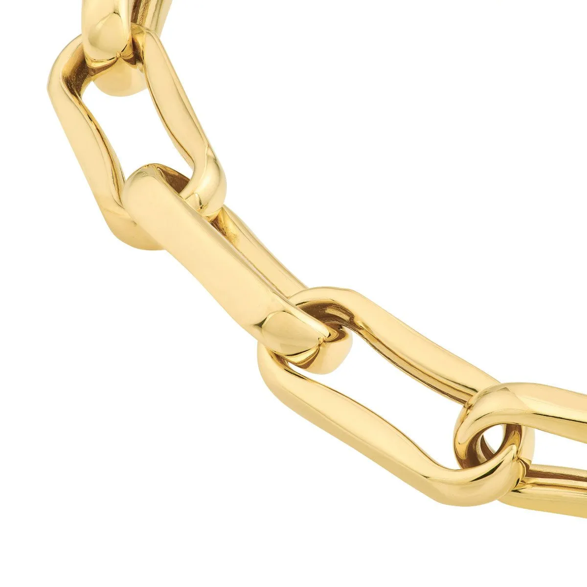 14K Yellow Gold Chunky Oval Pinched Links Bracelet