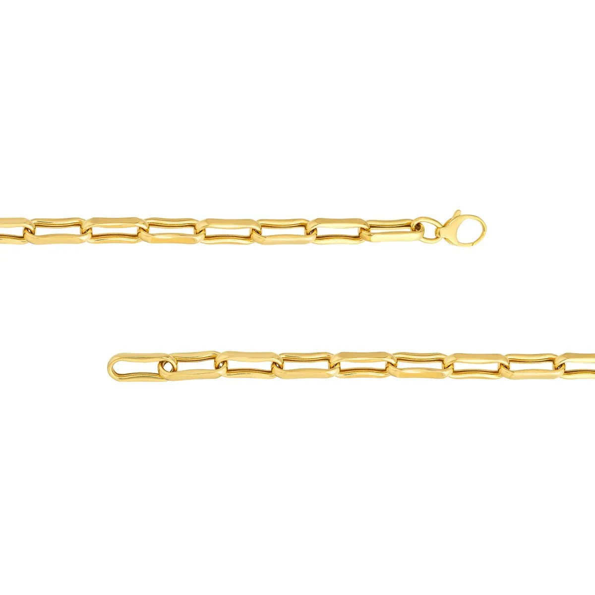 14K Yellow Gold Chunky Oval Pinched Links Bracelet