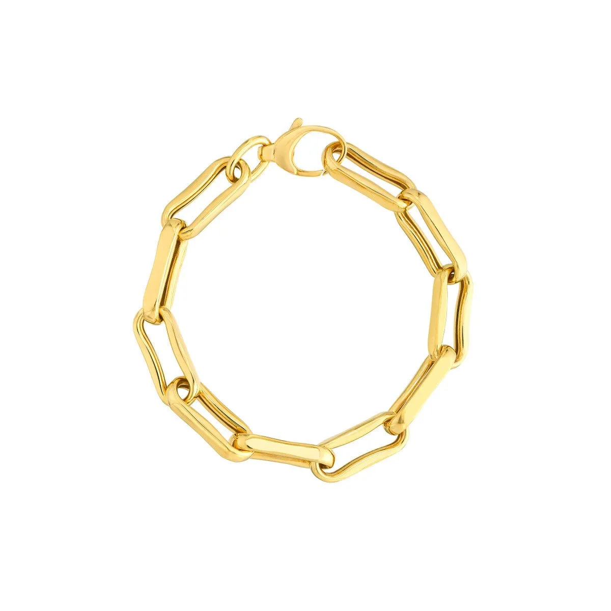 14K Yellow Gold Chunky Oval Pinched Links Bracelet