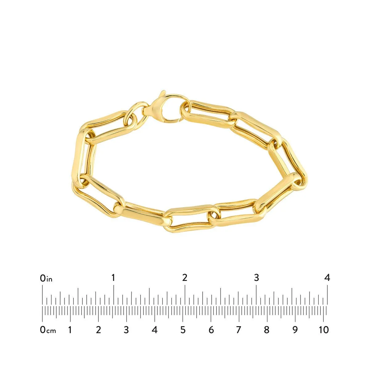 14K Yellow Gold Chunky Oval Pinched Links Bracelet