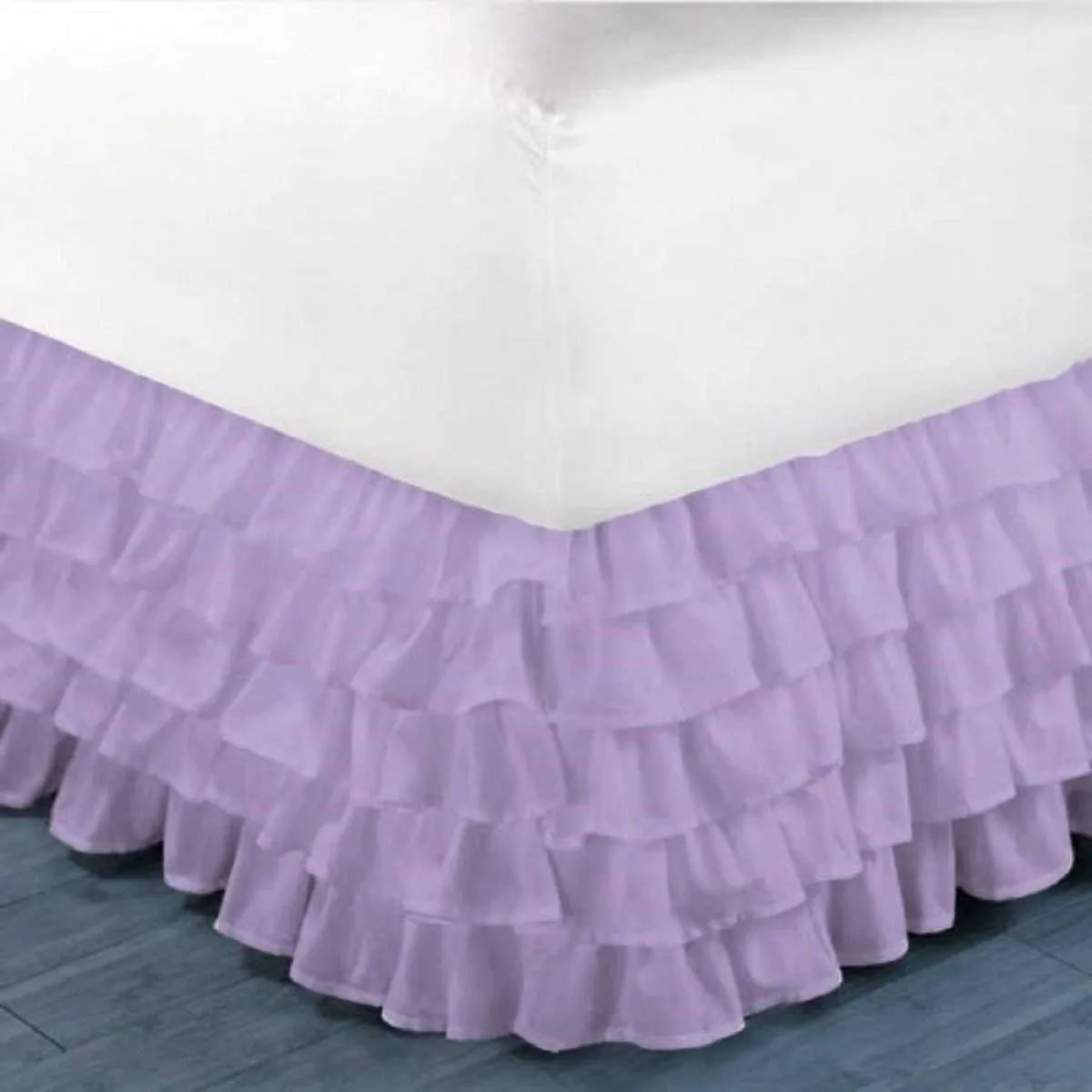 4 Layers Ruffled Bed Skirt Wrap Around Elastic Bed Skirt