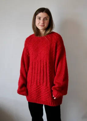 80s Chunky Poppy Red Knit - XL