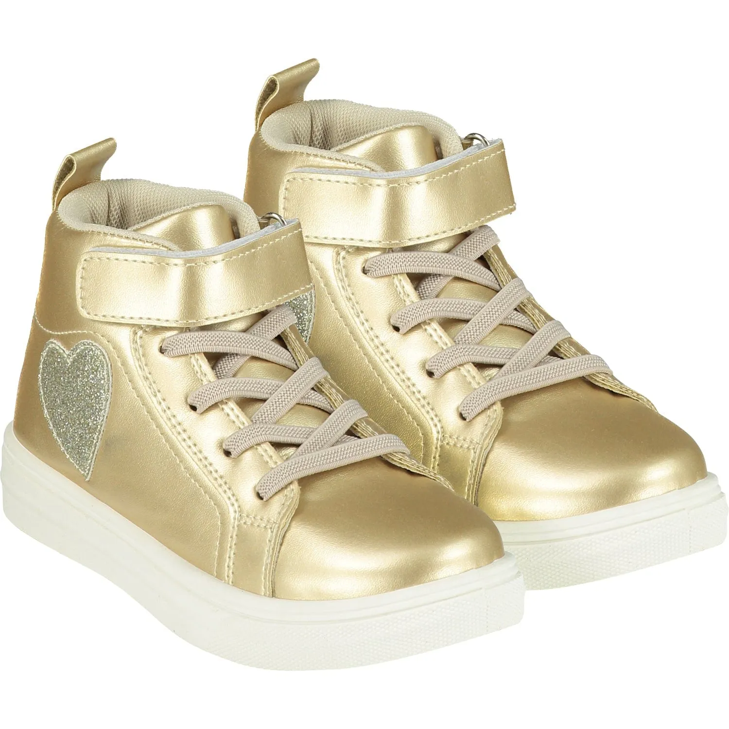 A DEE - Sweetheart Glitter High Top Trainers - Light Gold