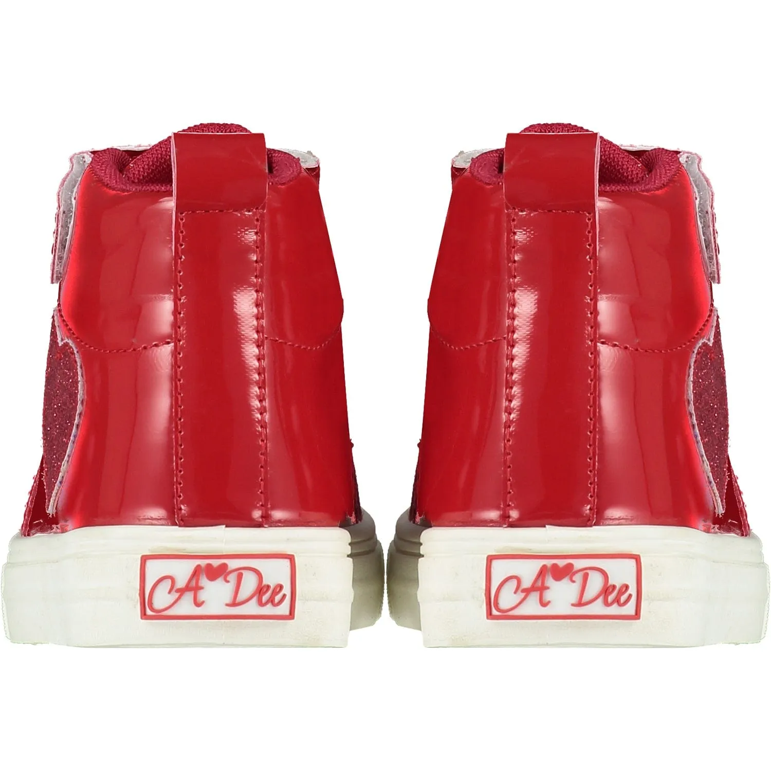 A DEE - Sweetheart Glitter High Top Trainers - Red