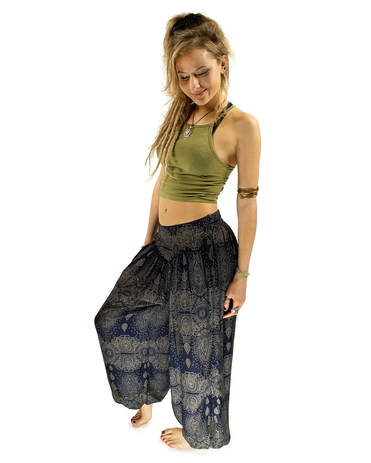 ALADDIN HAREM HIGH CROTCH PANTS NAVY BLUE