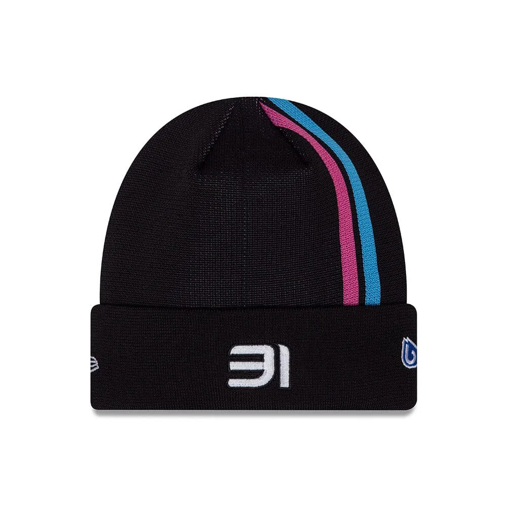 Alpine Racing F1 New Era Driver Stripe Knit Cuff Black Beanie - Pierre Gasly/Esteban Ocon