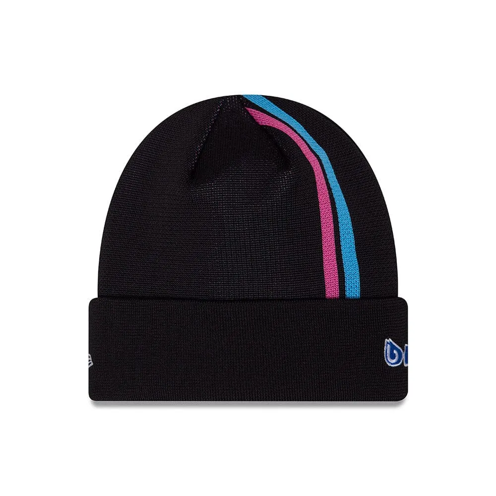 Alpine Racing F1 New Era Stripe Knit Cuff Black Beanie - Adult/Kids