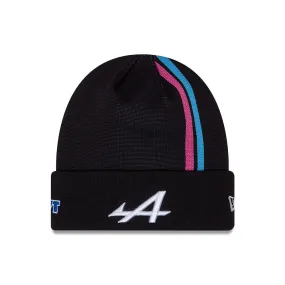 Alpine Racing F1 New Era Stripe Knit Cuff Black Beanie - Adult/Kids