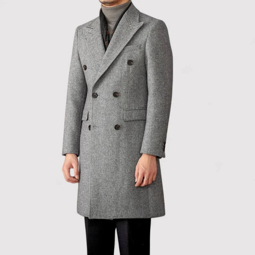 Ancien | Men's Wool Winter Coat with Double-Breasted Collar