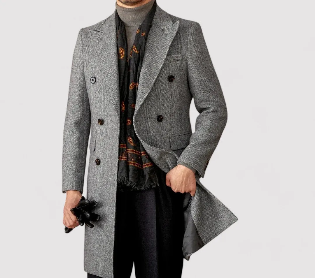 Ancien | Men's Wool Winter Coat with Double-Breasted Collar