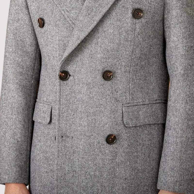 Ancien | Men's Wool Winter Coat with Double-Breasted Collar