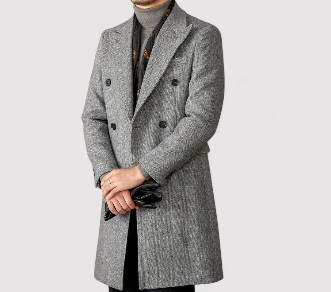 Ancien | Men's Wool Winter Coat with Double-Breasted Collar