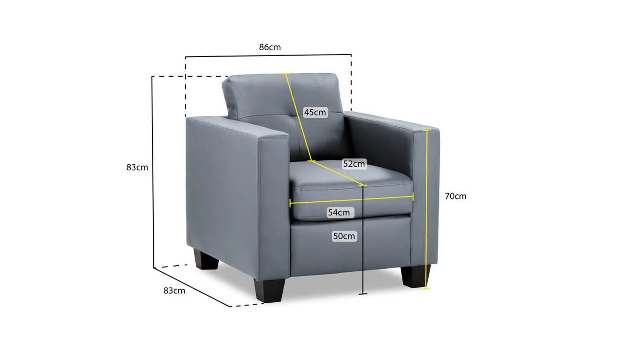 Archie Sofa - Grey Armchair - 87 CM