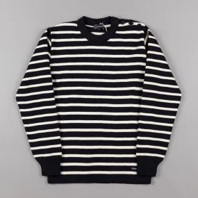 Armor Lux Stripe Knit Crewneck Sweatshirt - Navy / Nature