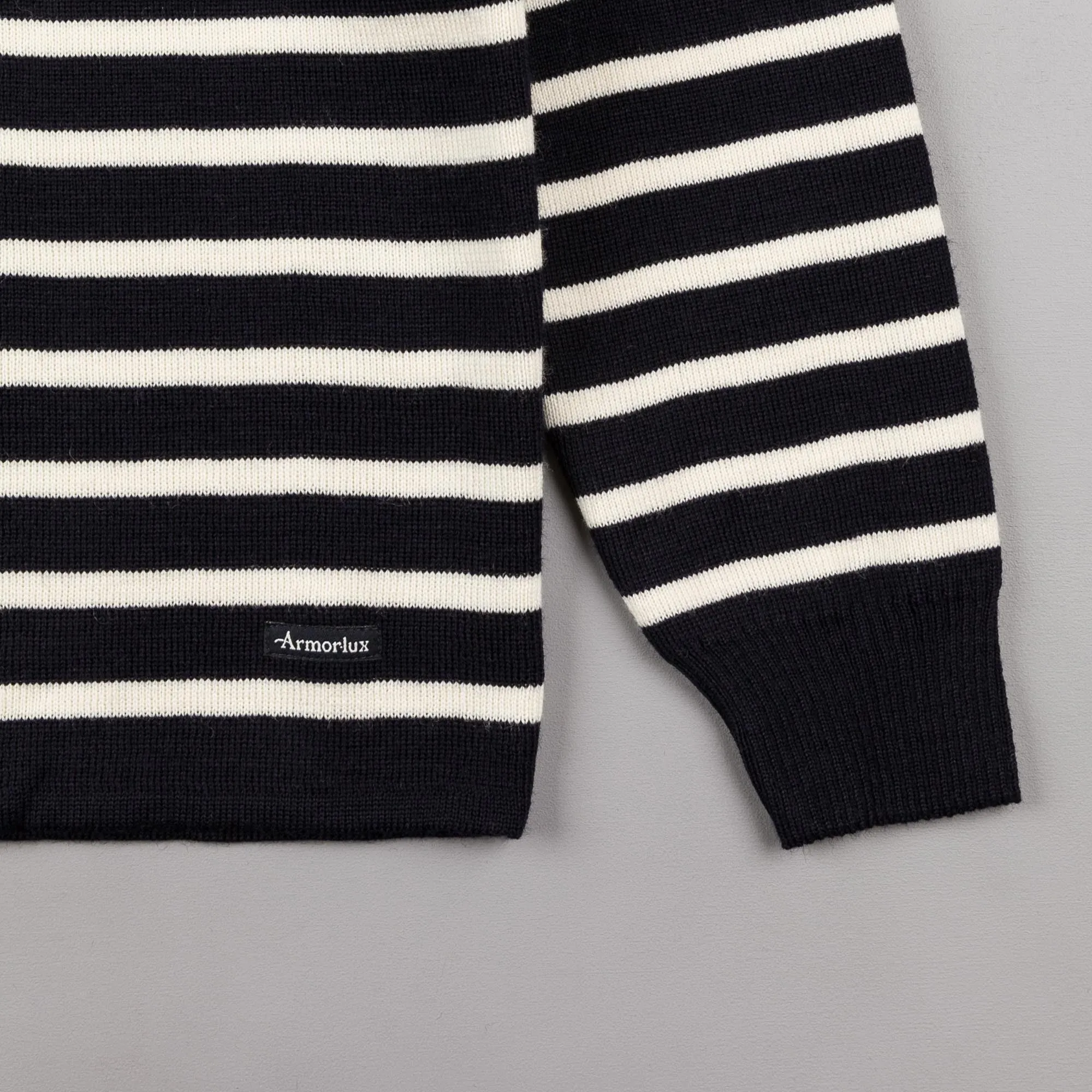 Armor Lux Stripe Knit Crewneck Sweatshirt - Navy / Nature