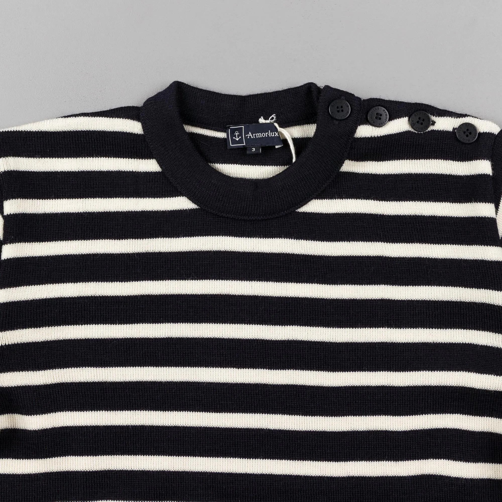 Armor Lux Stripe Knit Crewneck Sweatshirt - Navy / Nature