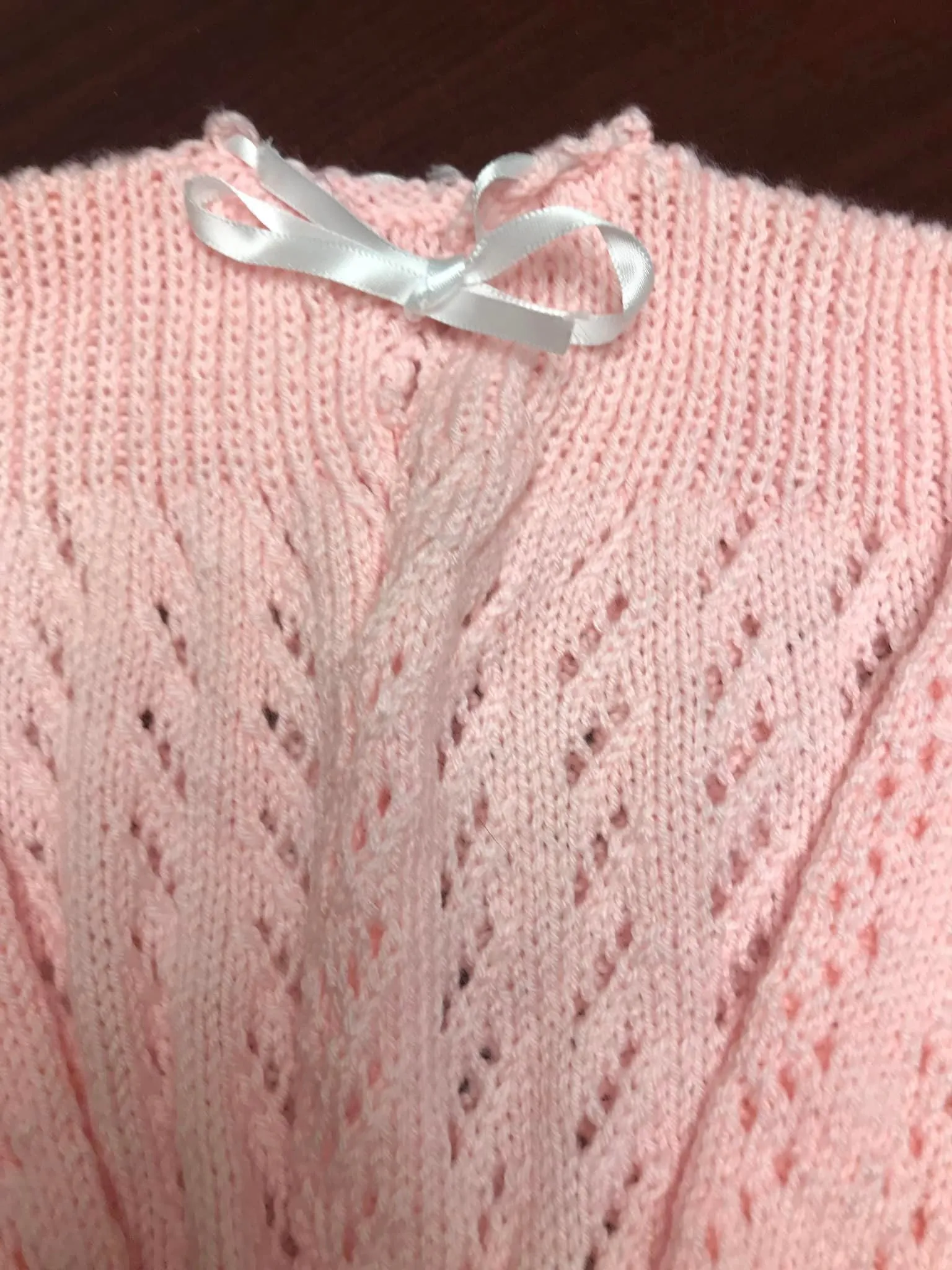 Baby Pink Knit Cardigan & Booties Set - Handmade