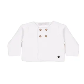 Baby White Organic Cotton Knit Cardigan