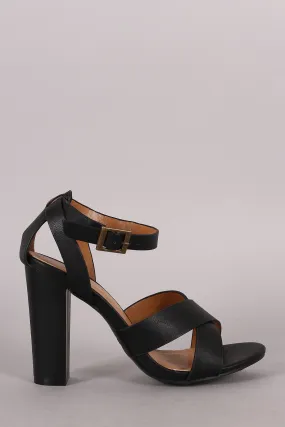 Bamboo Crisscross Strap Open Toe Chunky Heel