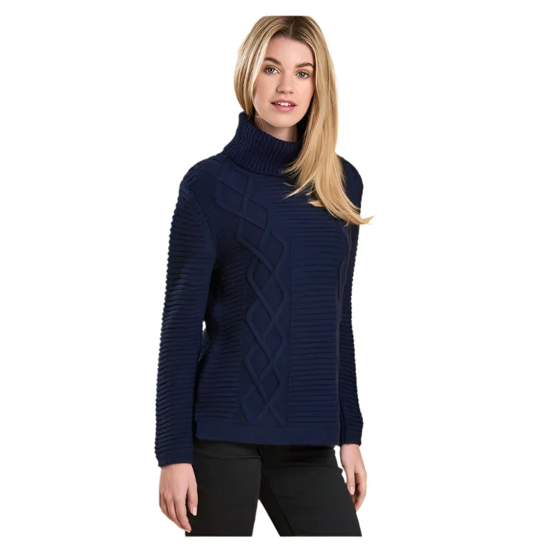 Barbour Ladies Alpaca Mix Court Roll Collar Knit Jumper - Navy