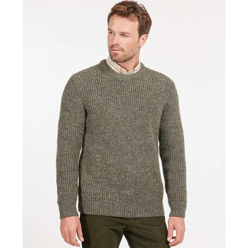 Barbour New Tyne Mens Crew Neck Jumper - Derby Tweed