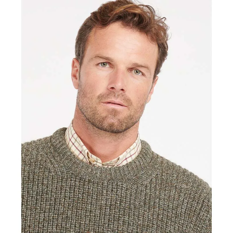 Barbour New Tyne Mens Crew Neck Jumper - Derby Tweed