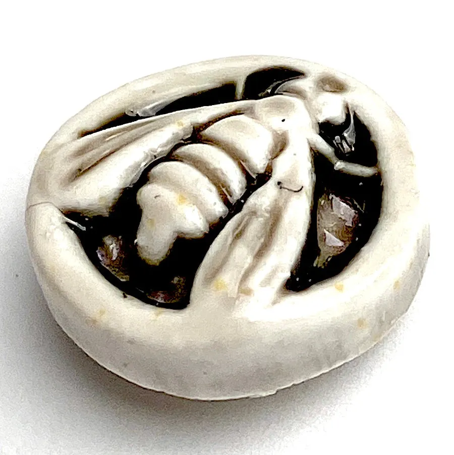 Bee Art Stone Button by Susan Clarke 1/2" #SC-1044