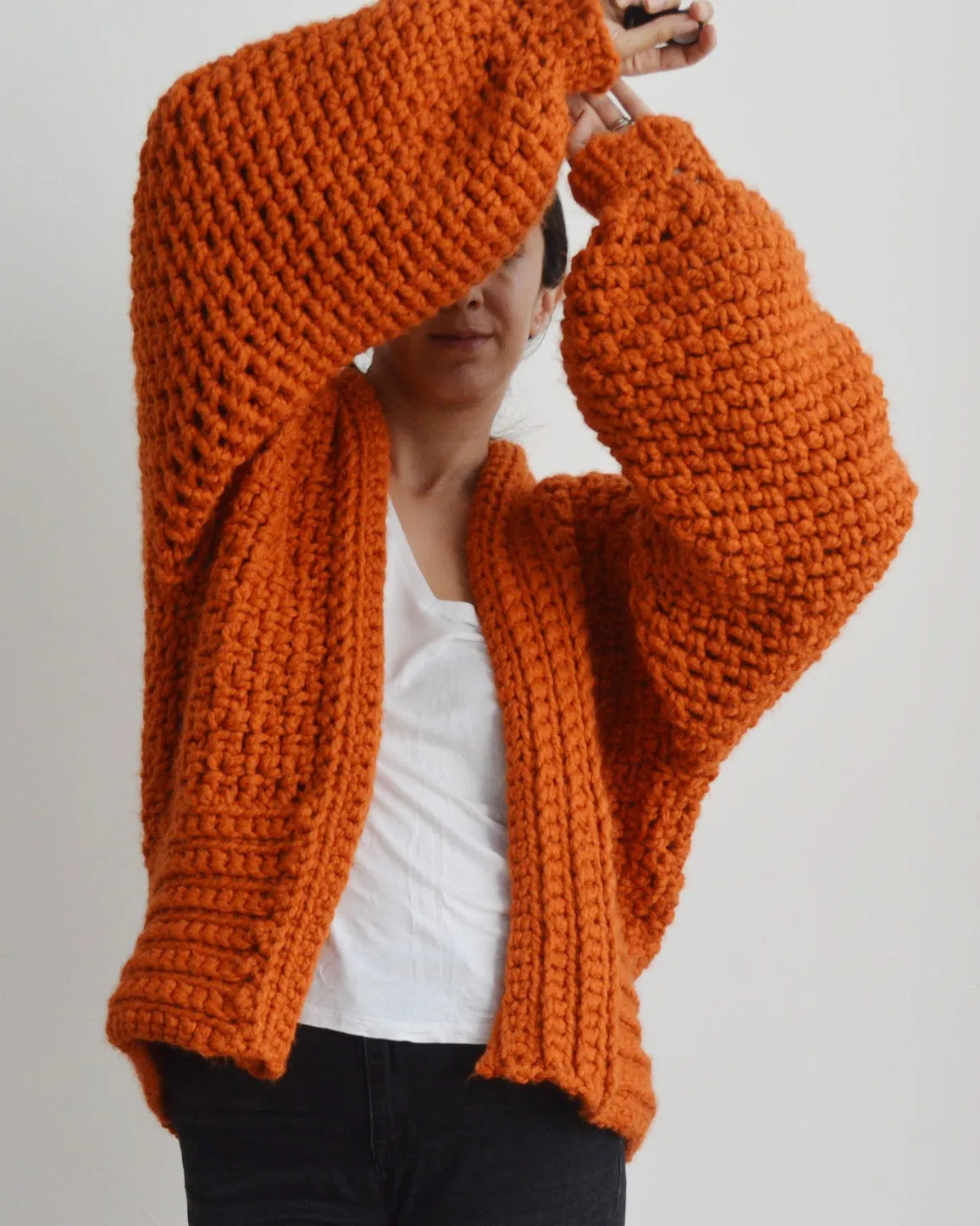 Big Orange Cardi - Downloadable Chunky Crochet Pattern