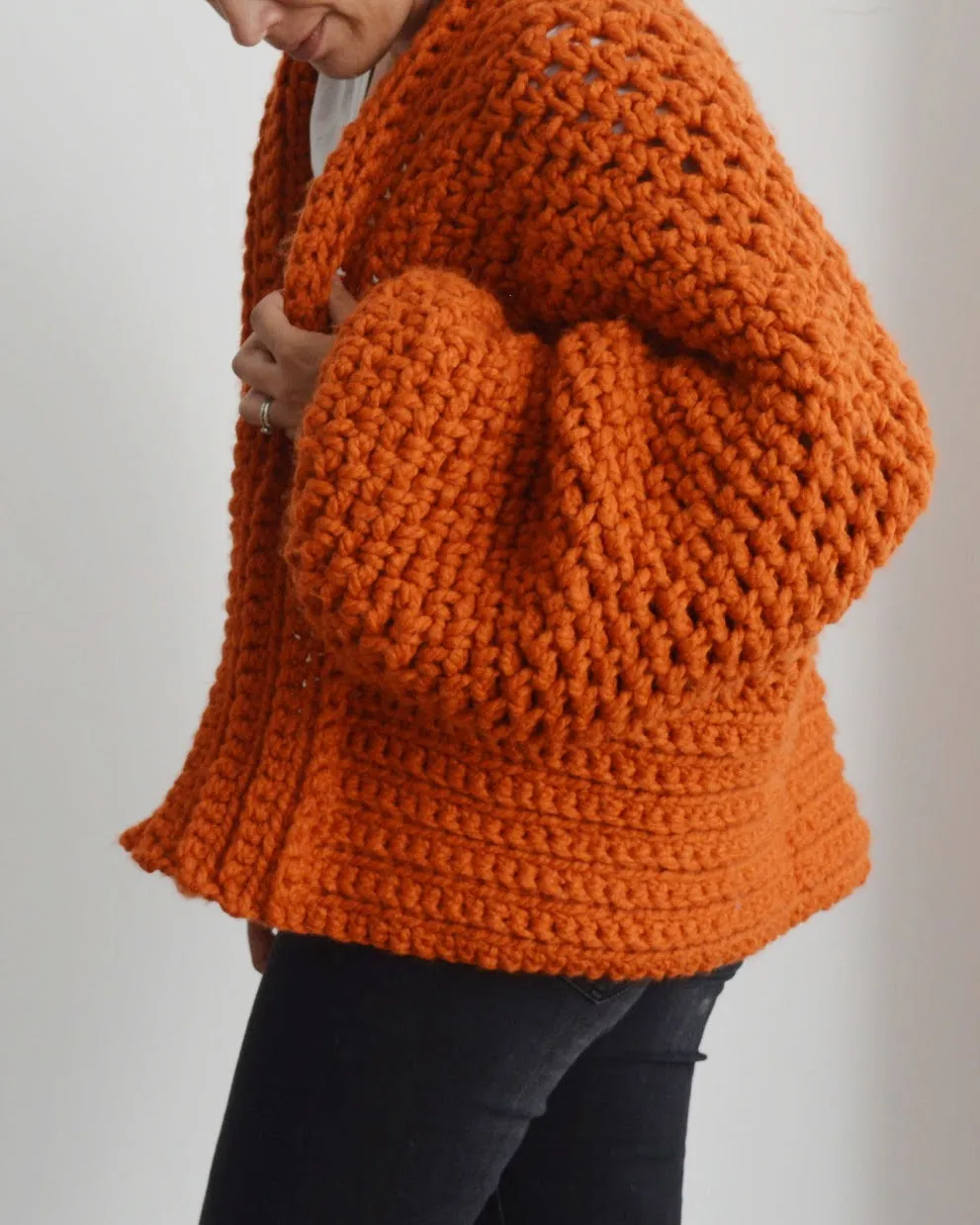 Big Orange Cardi - Downloadable Chunky Crochet Pattern