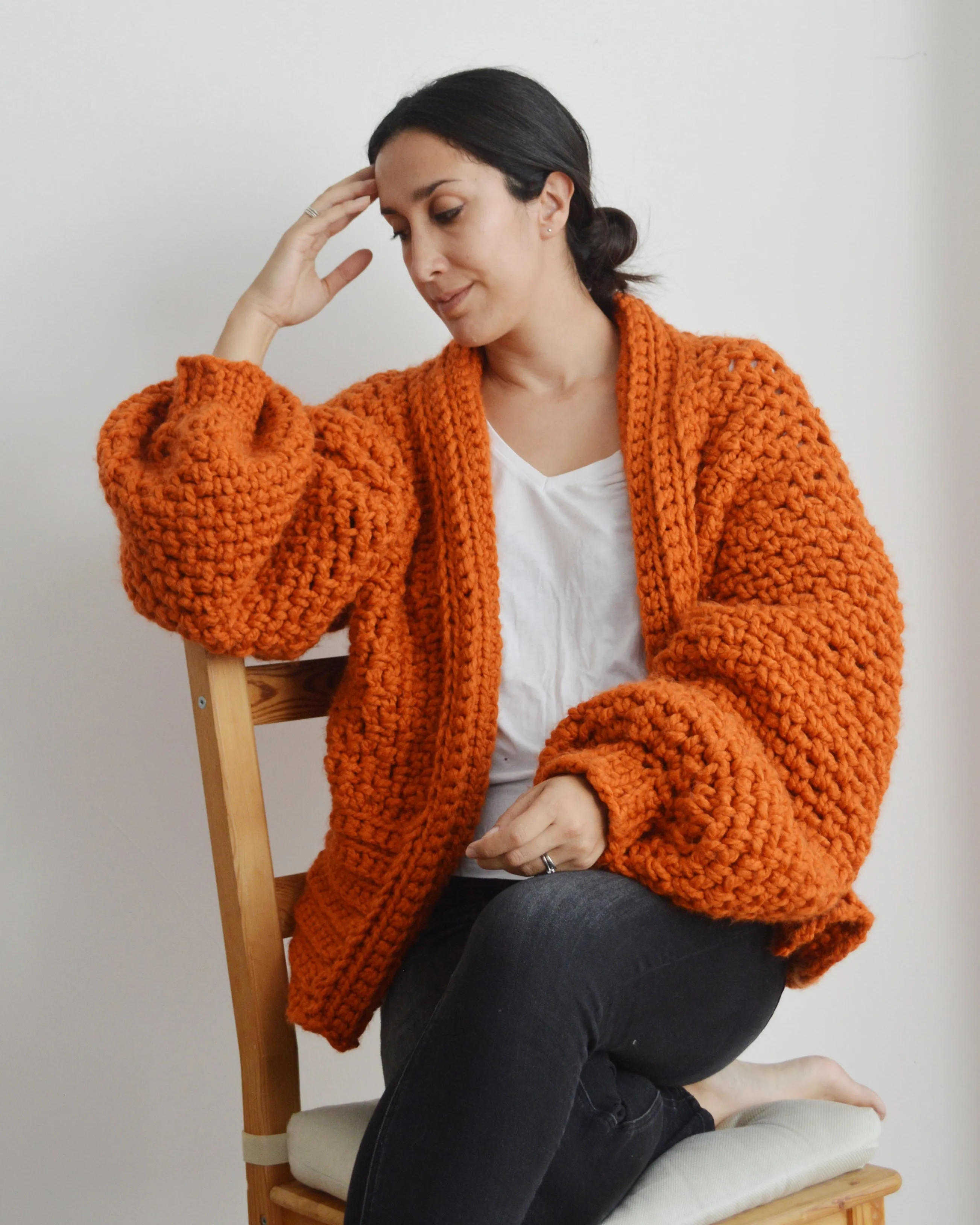 Big Orange Cardi - Downloadable Chunky Crochet Pattern