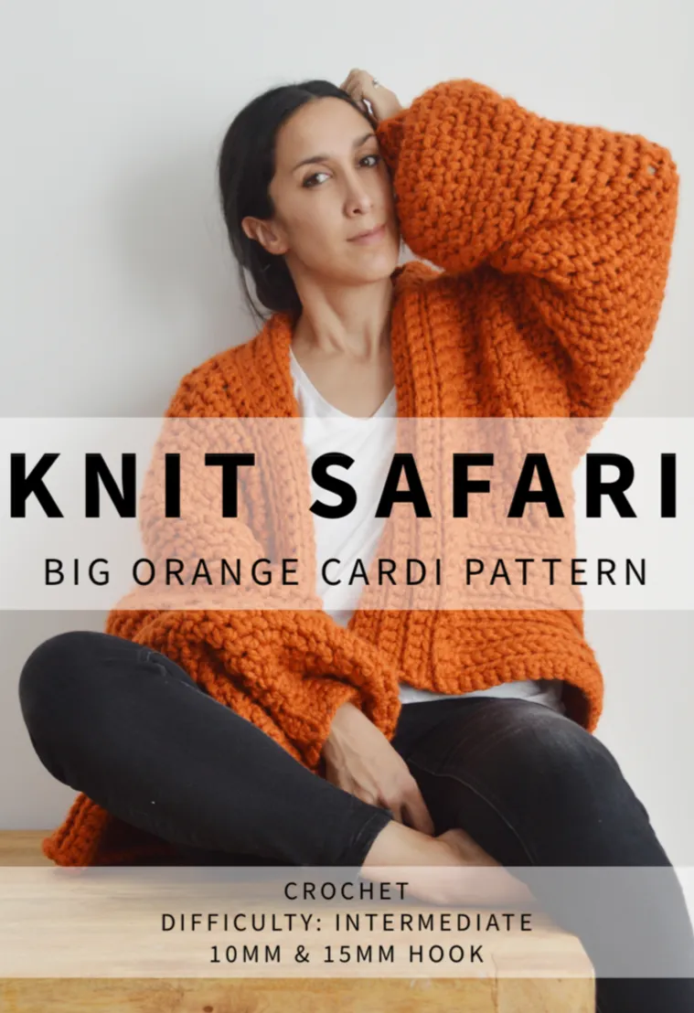 Big Orange Cardi - Downloadable Chunky Crochet Pattern