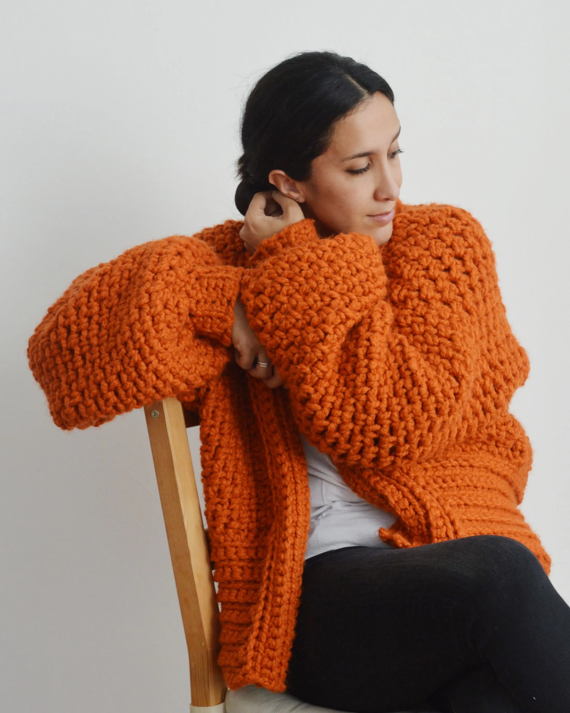 Big Orange Cardi - Downloadable Chunky Crochet Pattern