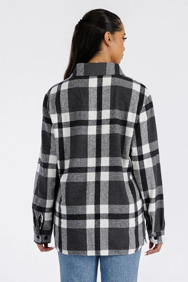 Black Plaid Boyfriend Oversized Soft Flannel Shacket