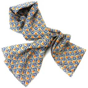 Blue and Orange Geometric Cotton Scarf Asha Handicrafts