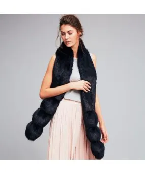 Blue Midnight Faux Fur Pom Pom Scarf