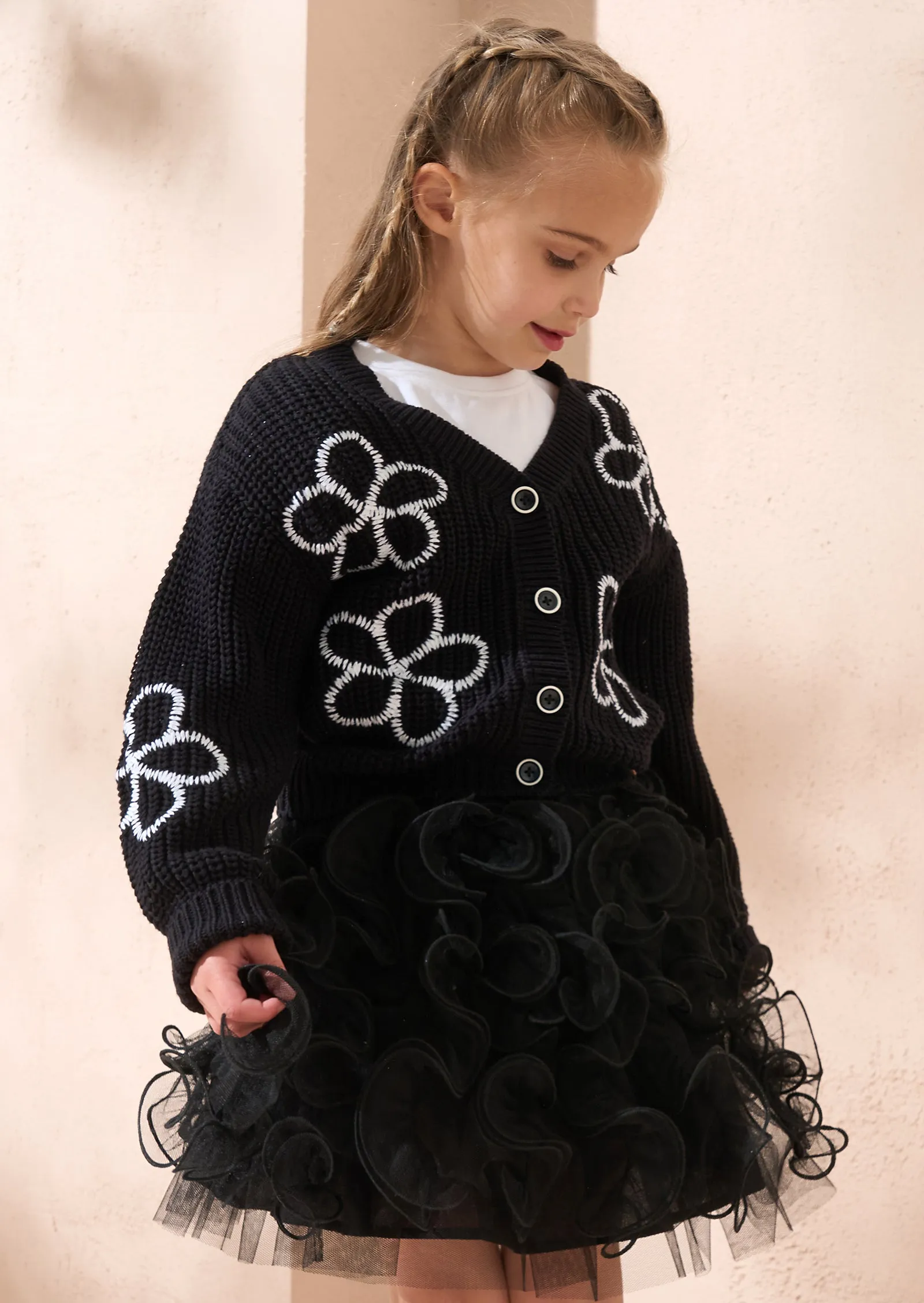 Bonnie Black Flower Cardi