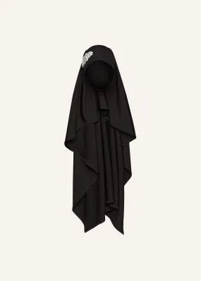 Brooch jersey veil scarf in black