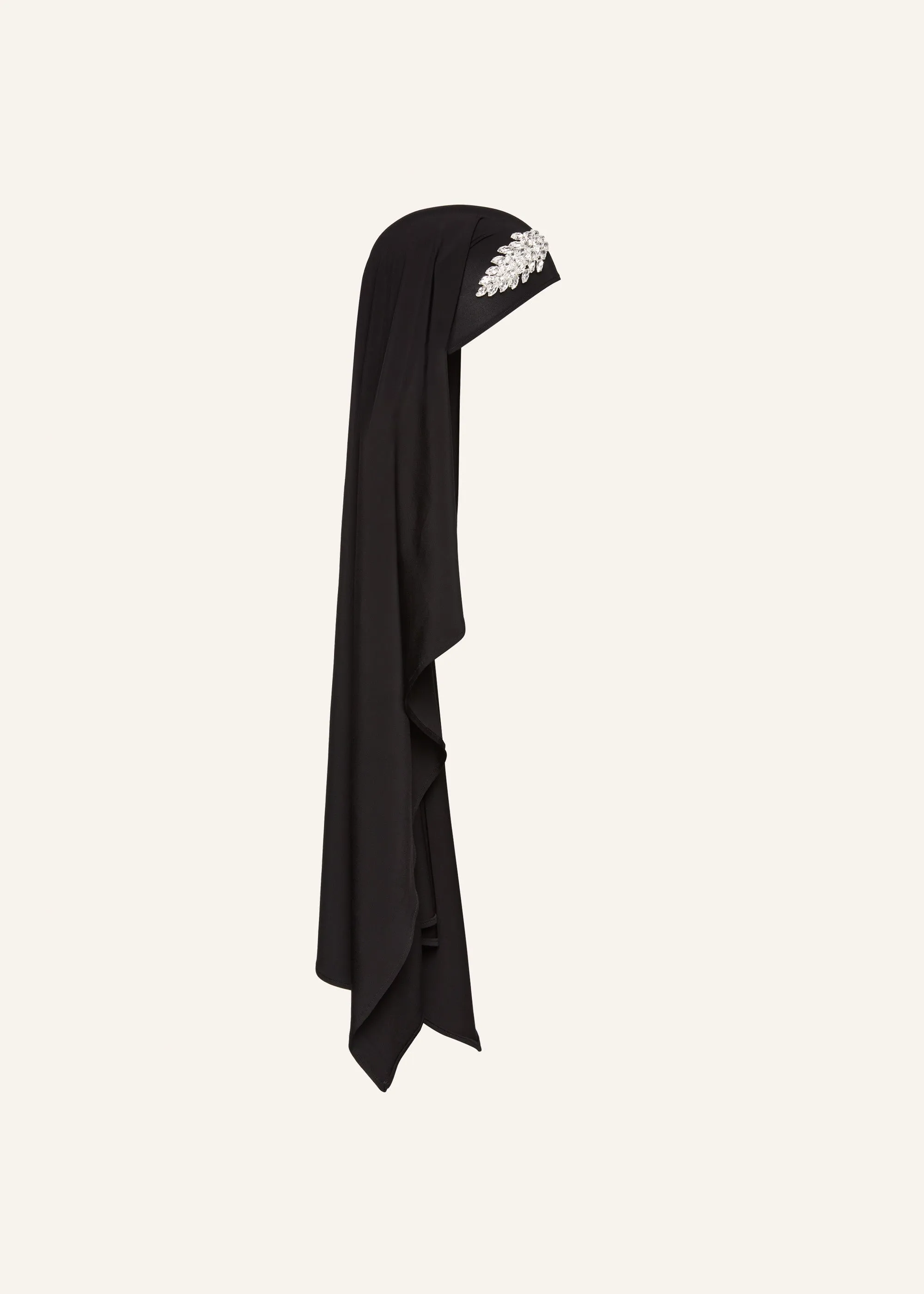 Brooch jersey veil scarf in black