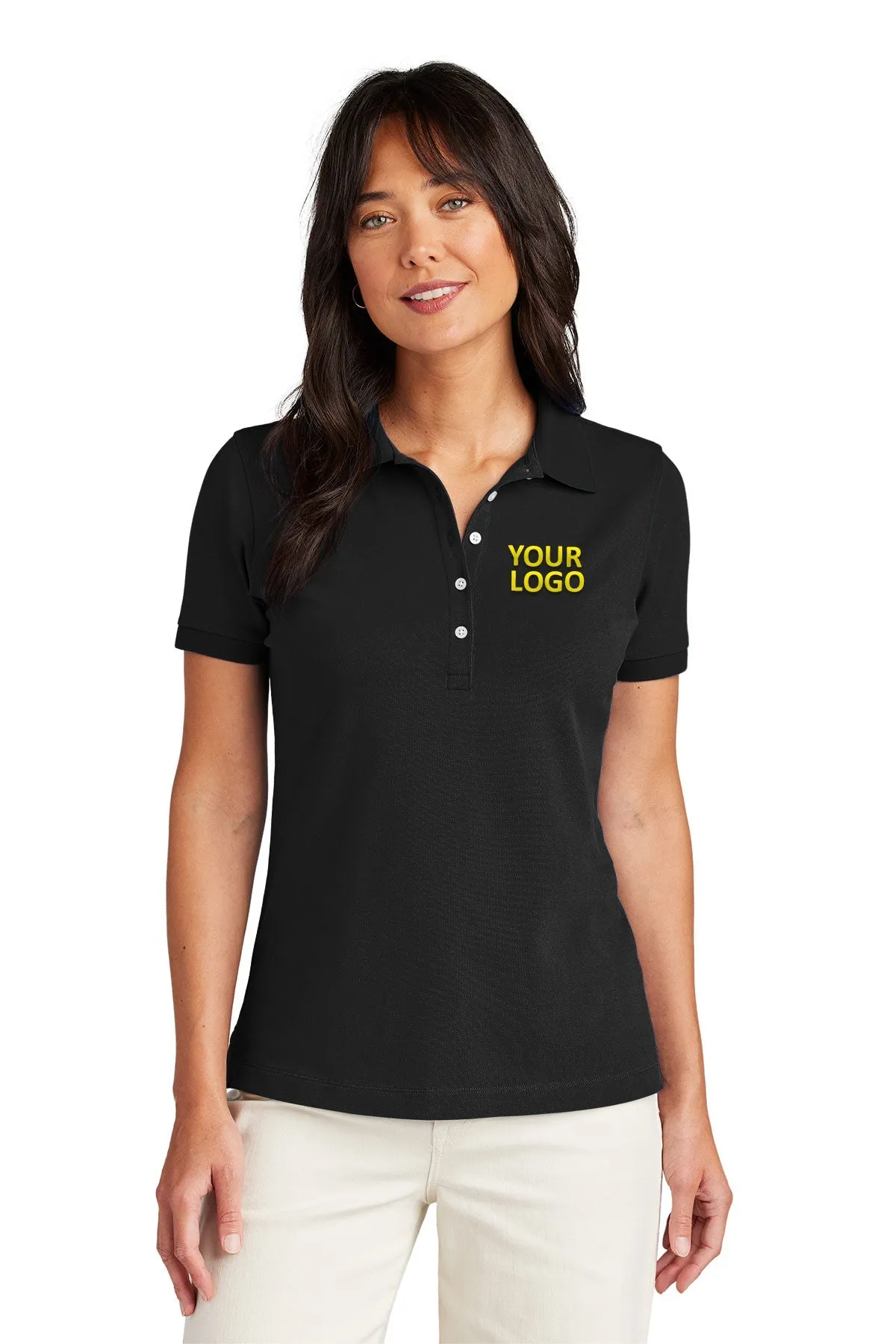 Brooks Brothers Women’s Pima Cotton Pique Custom Polos, Deep Black