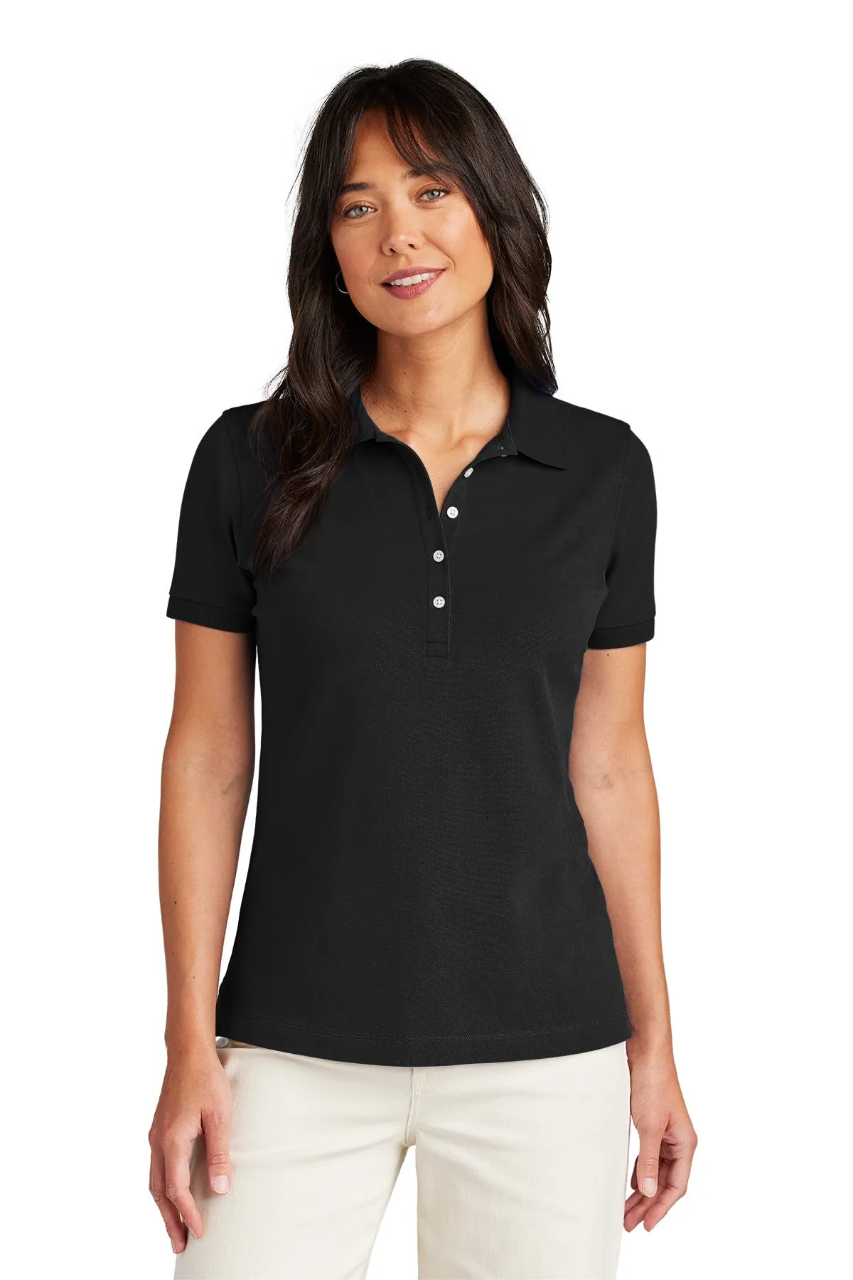 Brooks Brothers Women’s Pima Cotton Pique Custom Polos, Deep Black