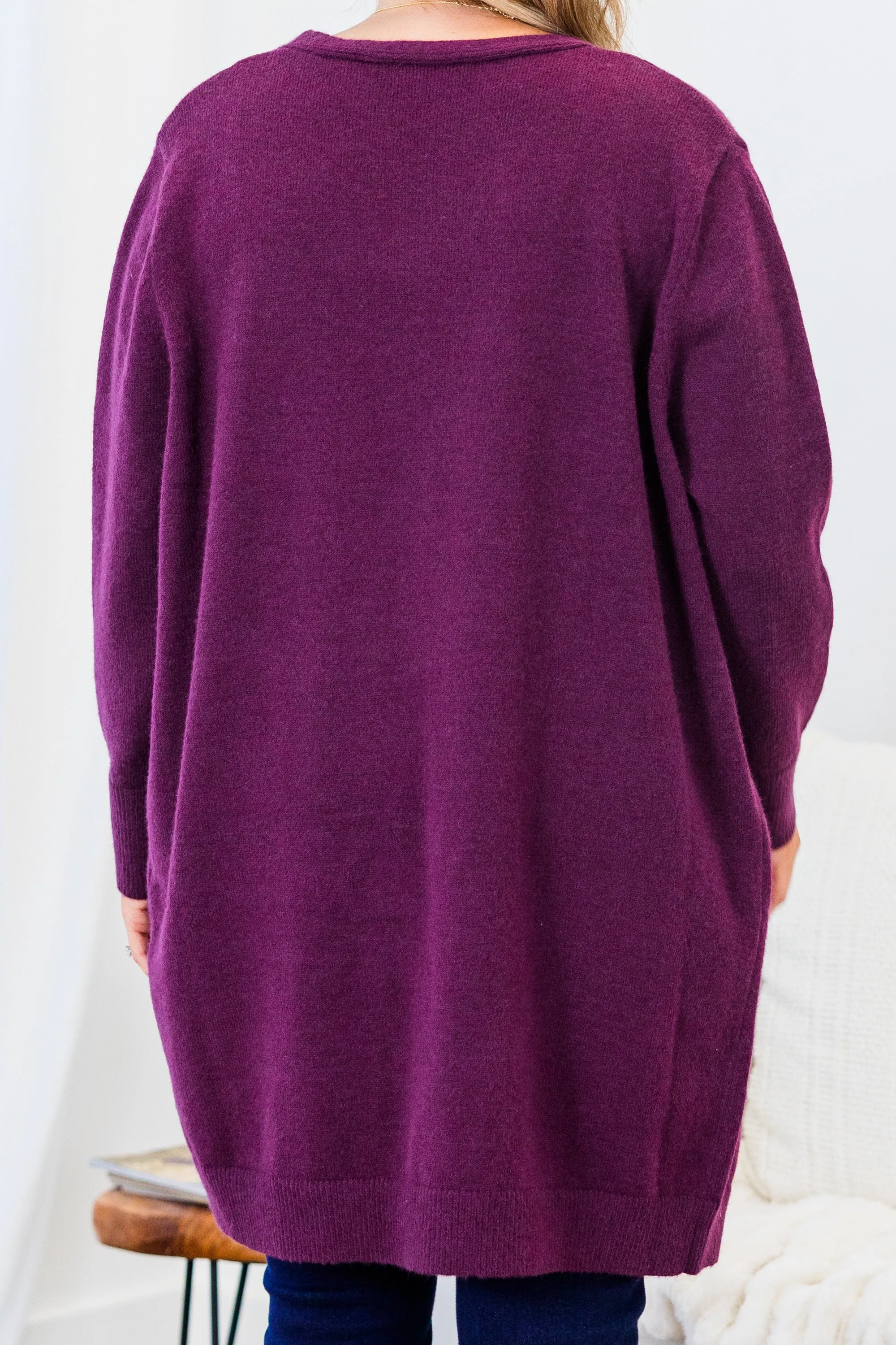 Bundled Up In Joy Cardigan, Plum