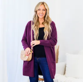 Bundled Up In Joy Cardigan, Plum