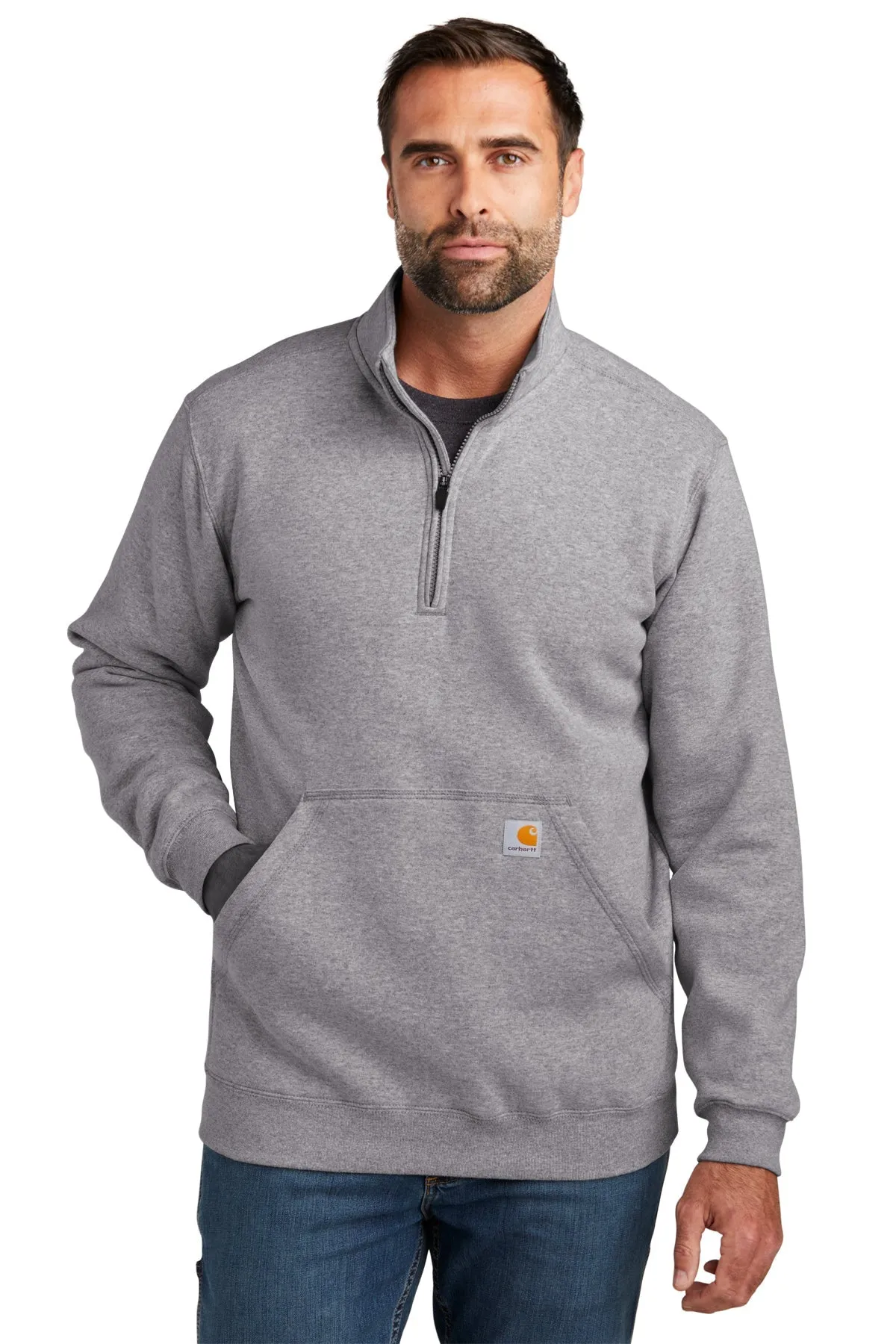 Carhartt Mock Neck Custom Sweatshirts, Heather Grey