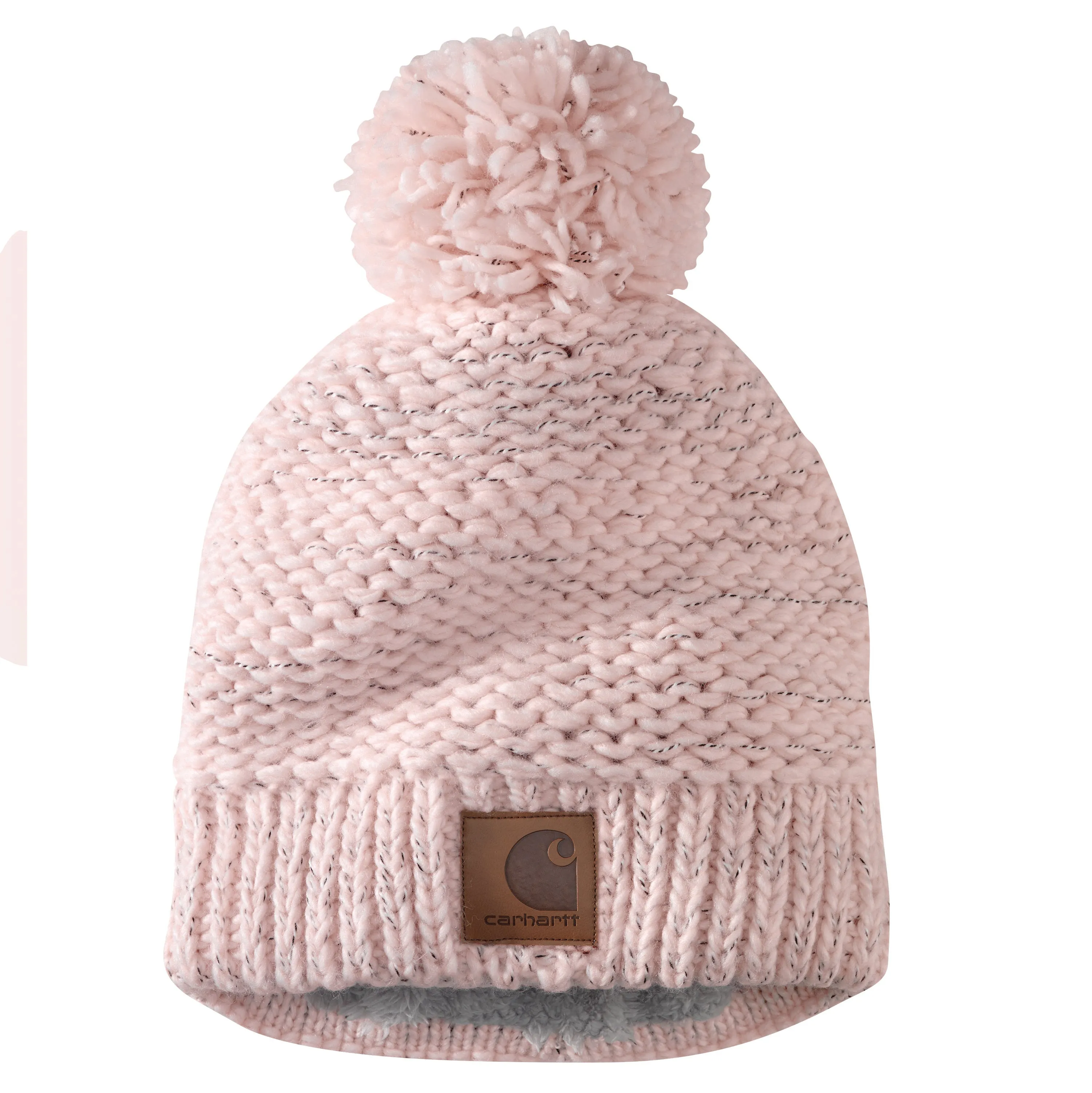 Carhartt Women's Rib Knit Sherpa-Lined Pom-Pom Beanie