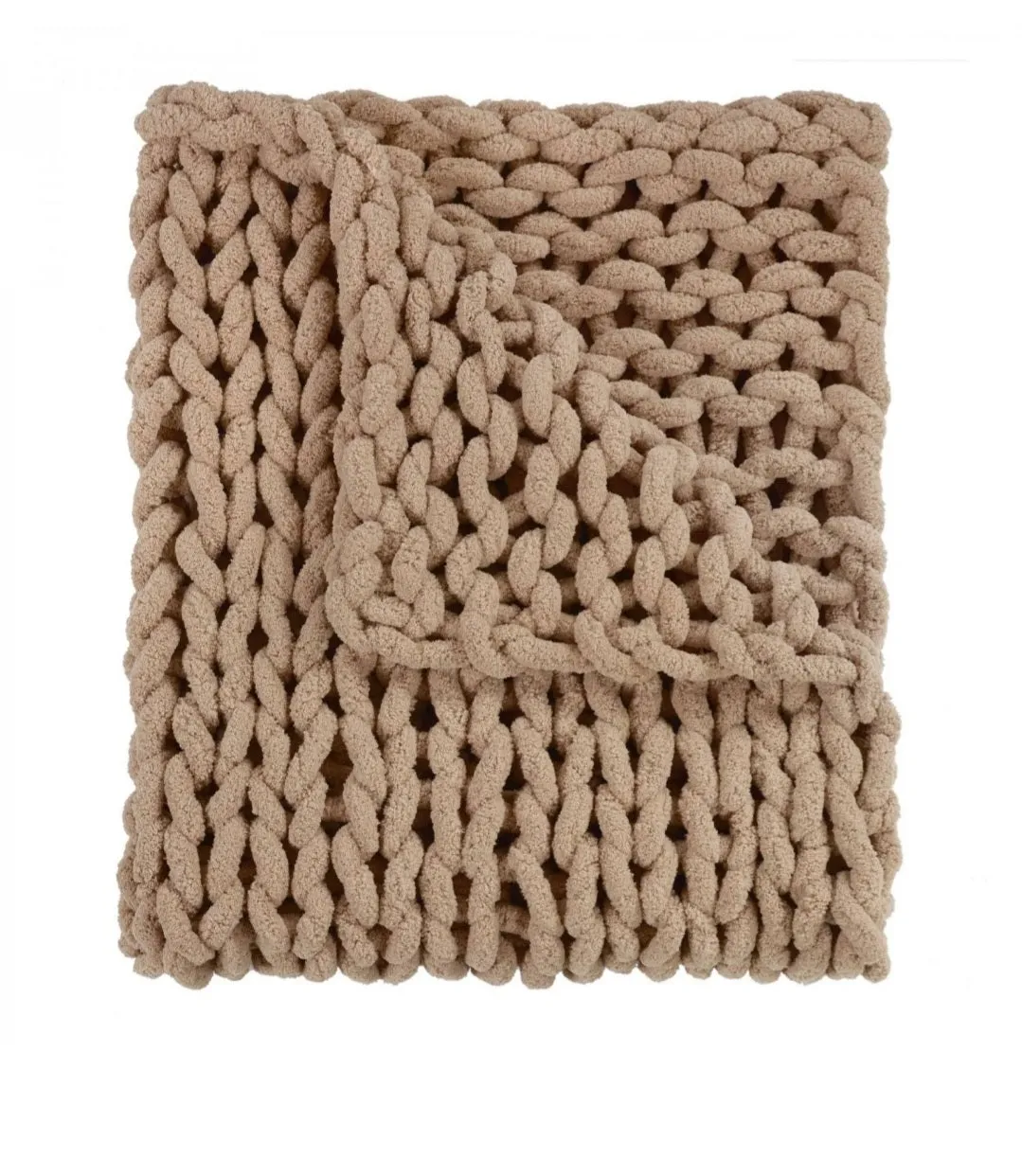 Chenille Chunky Knit Throw Blanket - Mushroom