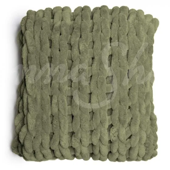 Chenille Chunky Knit Throw ~ Olive