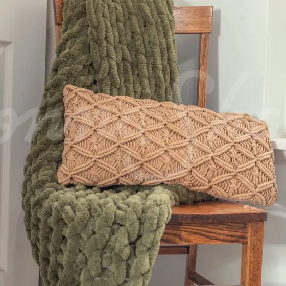 Chenille Chunky Knit Throw ~ Olive