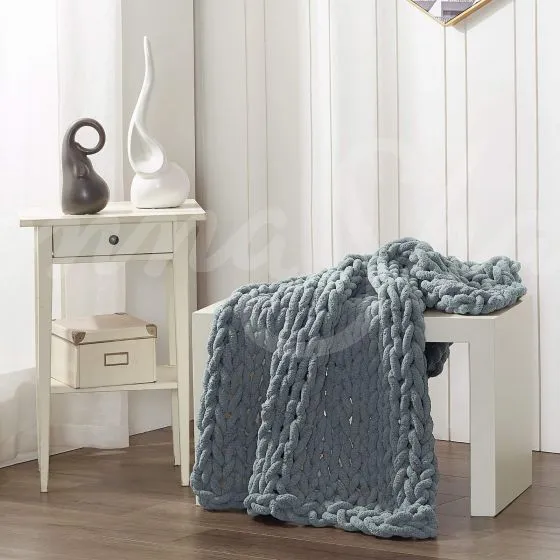 Chenille Chunky Knit Throw ~ Seaside