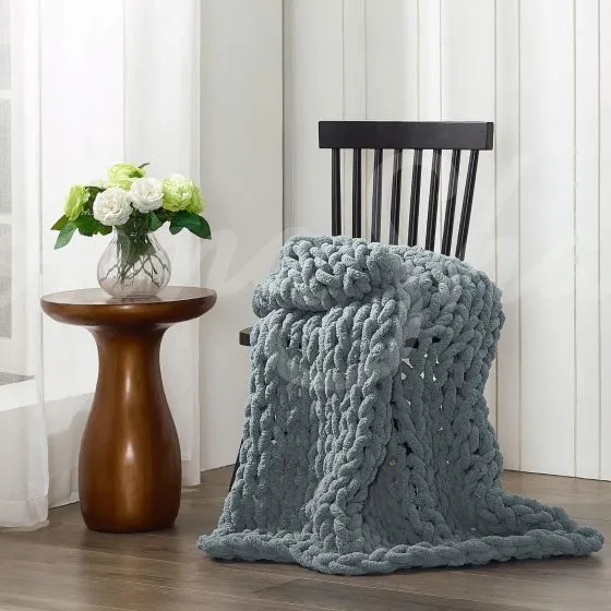 Chenille Chunky Knit Throw ~ Seaside