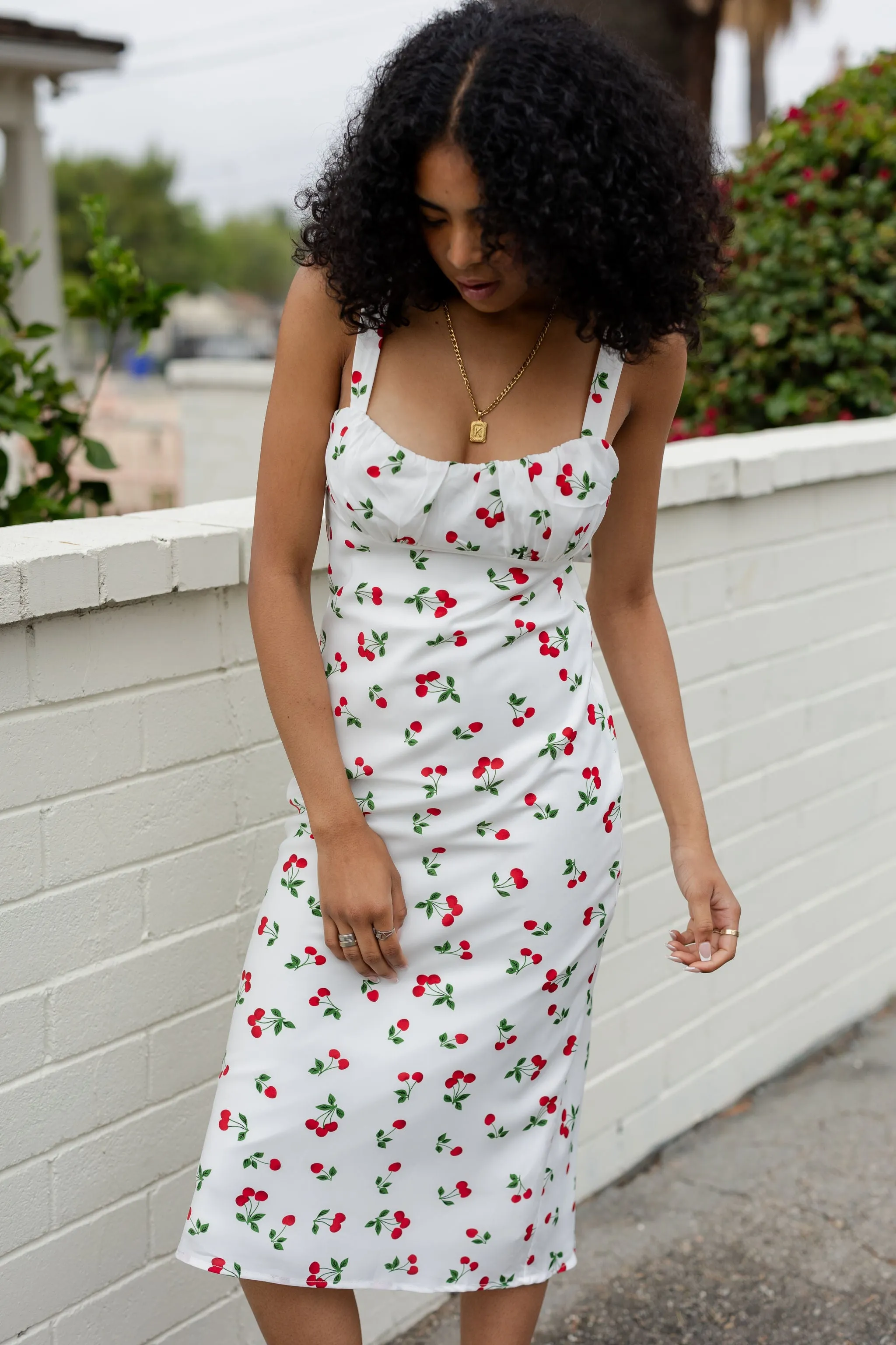 Cherry Printed Midi Dress